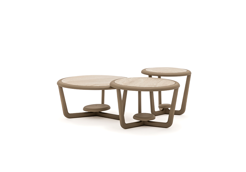 Borçka üçlü orta sehpa traverten desenli modern tasarım Homevse