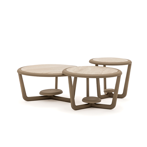 Borçka üçlü orta sehpa traverten desenli modern tasarım Homevse