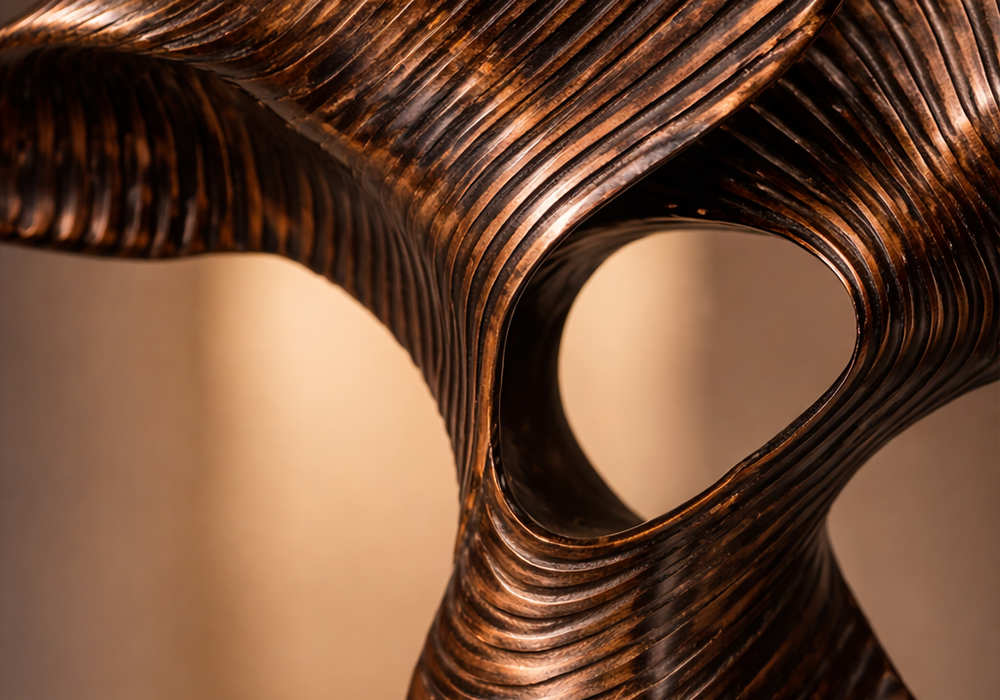 Modern interior tasarımda bronz yaprak dekoratif obje