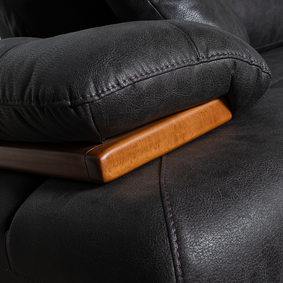 Bugatti Füme/Siyah Nubuk Deri Görünümlü Modern Koltuk Takımı, Ahşap Detaylı Konforlu Tasarım