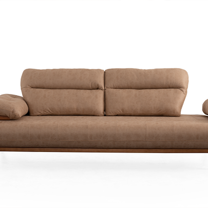 Bugatti Bej Rengi Koltuk Takımı, Ahşap Ayaklı, Yumuşak Oturum, Kolları Açılabilen Modern Salon Takımı