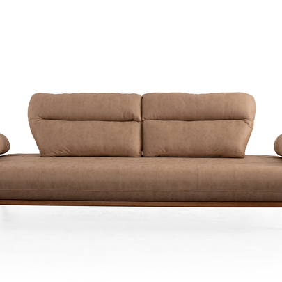 Bugatti Bej Rengi Koltuk Takımı, Ahşap Ayaklı, Yumuşak Oturum, Kolları Açılabilen Modern Salon Takımı