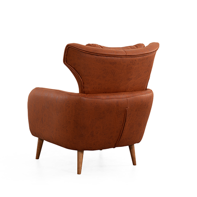 Bugatti Taba Rengi, Ahşap Ayaklı, Yumuşak Oturum, Modern Berjer Modeli