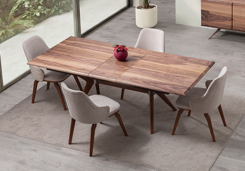 Milas yemek odası takımı modern ceviz masa ve sandalyeler