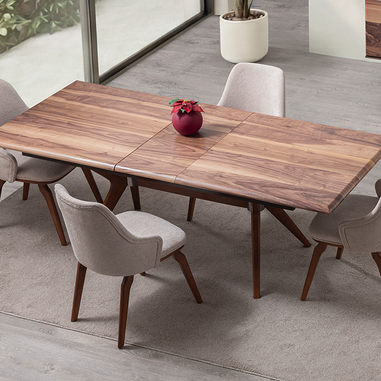 Milas yemek odası takımı modern ceviz masa ve sandalyeler