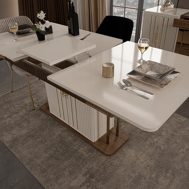 Gold ayaklı sandalye ve şık açılabilir  masa modeli Cemre