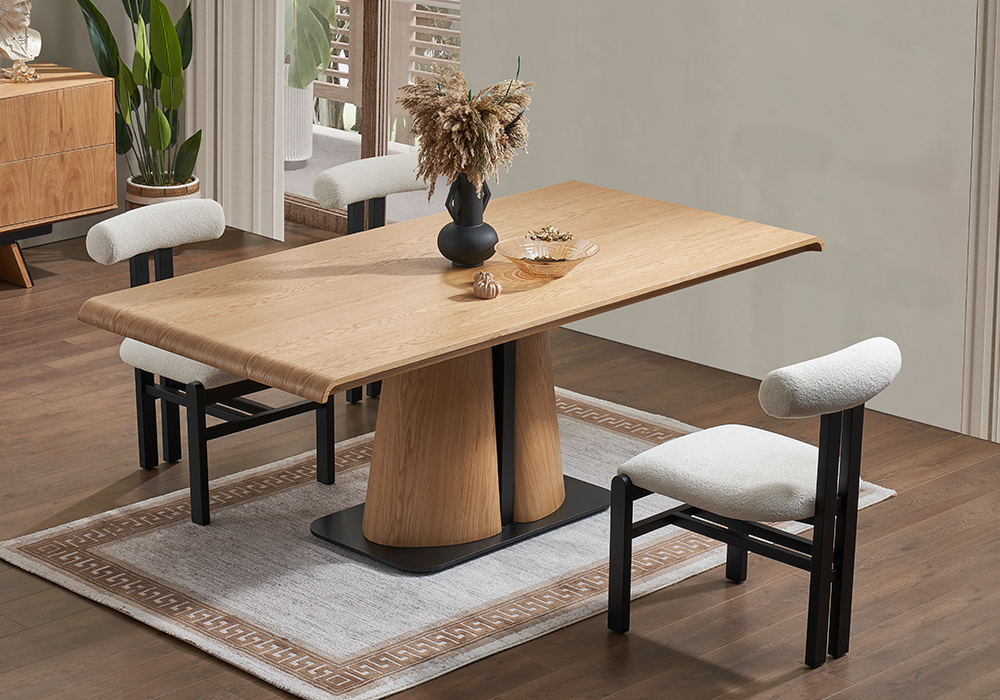 Modern ceviz yemek odası masa ve sandalye tasarımı