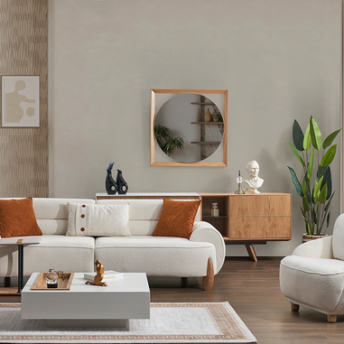 City koltuk takımı modern salon dekorasyonu krem tonlarda