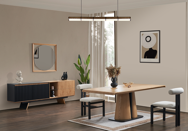City siyah ceviz yemek odası takımı modern dekorasyon