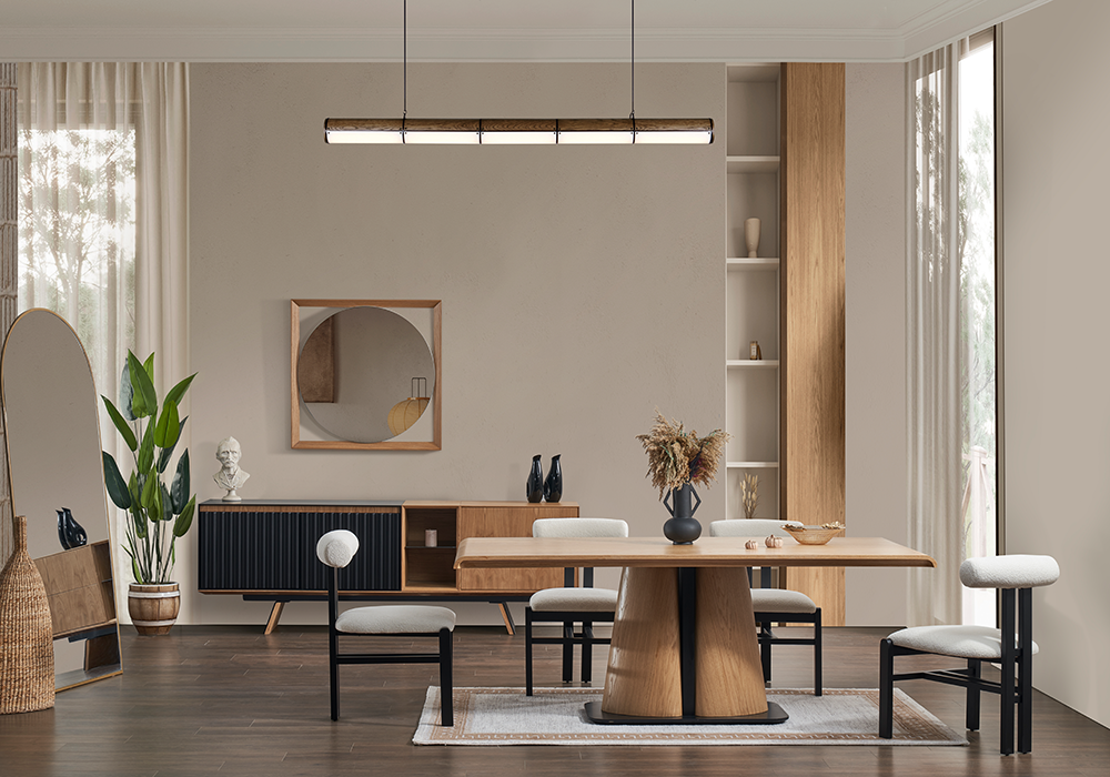 City siyah ceviz yemek odası takımı modern dekorasyon