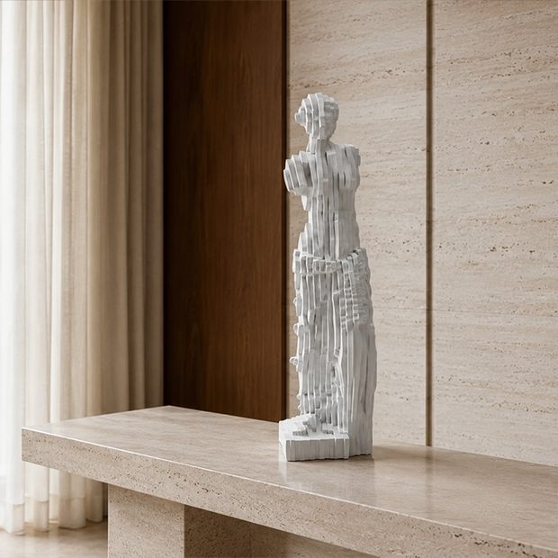 Çizgili Soyut Kadın Heykel Dekoratif Obje modern salon dekorasyonu