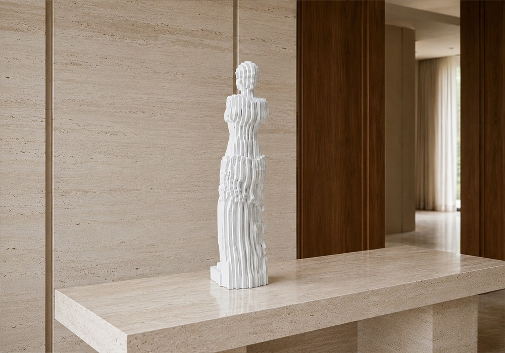 Minimal yaşam alanları için çizgili kadın dekoratif heykel
