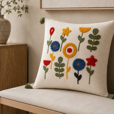 Floria dekoratif yastık kılıfı renkli botanik desenleriyle ev dekorasyonu