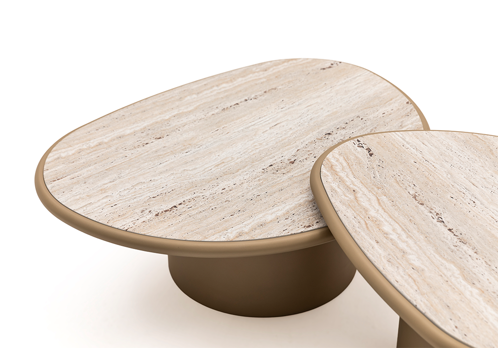 Foça orta sehpa traverten desen üst yüzey Homevse