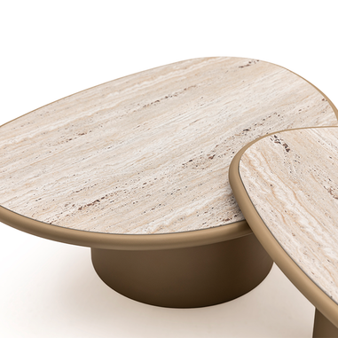 Foça orta sehpa traverten desen üst yüzey Homevse