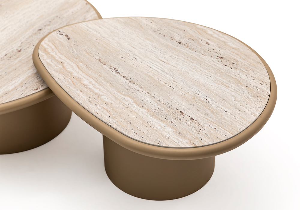 Foça orta sehpa traverten desen üst yüzey Homevse