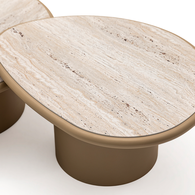 Foça orta sehpa traverten desen üst yüzey Homevse