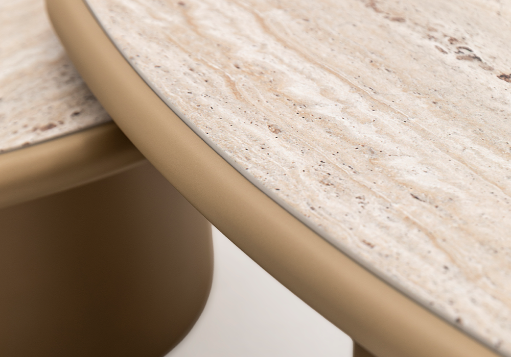 Foça orta sehpa traverten desen üst yüzey Homevse