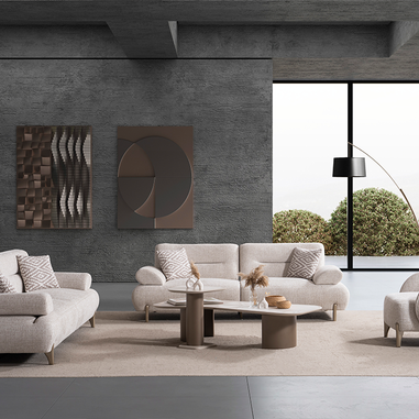 Galen koltuk takımı modern krem salon dekorasyonu