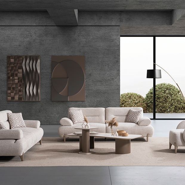 Galen koltuk takımı modern krem salon dekorasyonu