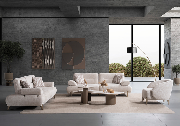 Galen koltuk takımı modern krem salon dekorasyonu