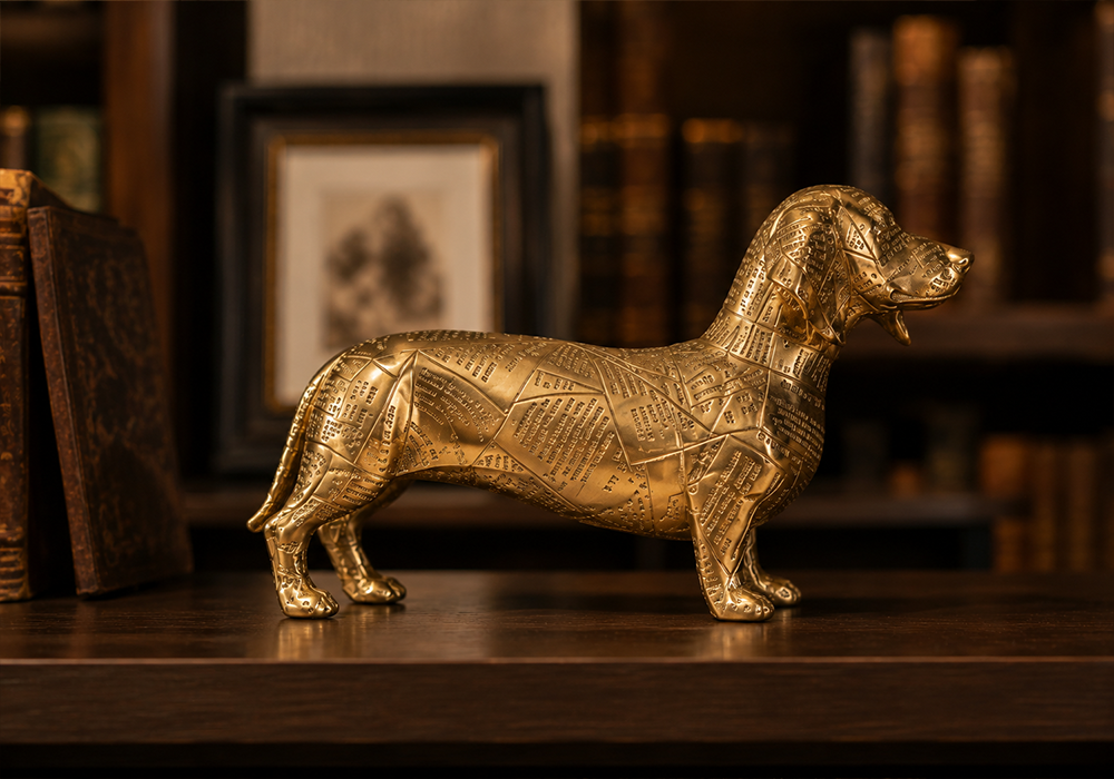 Gazete desenli dekoratif köpek biblosu Homevse