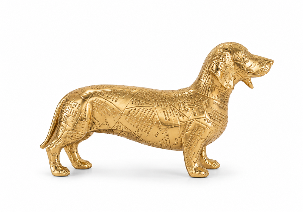 Gold renk Gazete Köpek Dekoratif Obje