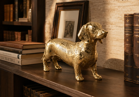 Gold renk Gazete Köpek Dekoratif Obje modern salon dekorasyonu