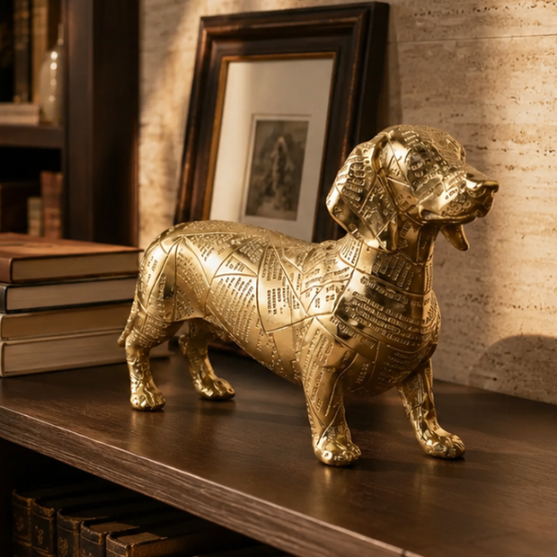 Gold renk Gazete Köpek Dekoratif Obje modern salon dekorasyonu