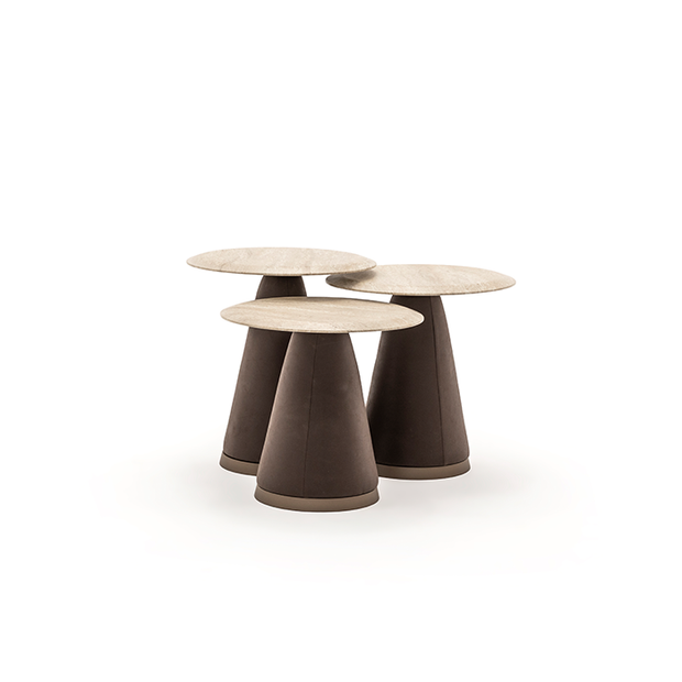 Gönen üçlü zigon sehpa traverten desenli modern tasarım Homevse