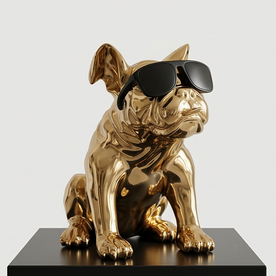 Parlak gold yüzeyli bulldog dekoratif obje modeli