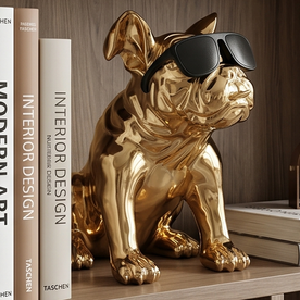 Parlak gold yüzeyli bulldog dekoratif obje modeli