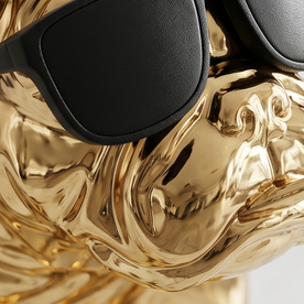Parlak gold yüzeyli bulldog dekoratif obje modeli