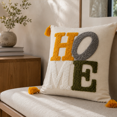 Home dekoratif yastık kılıfı doğal tonlarda yaşam alanı dekorasyonu