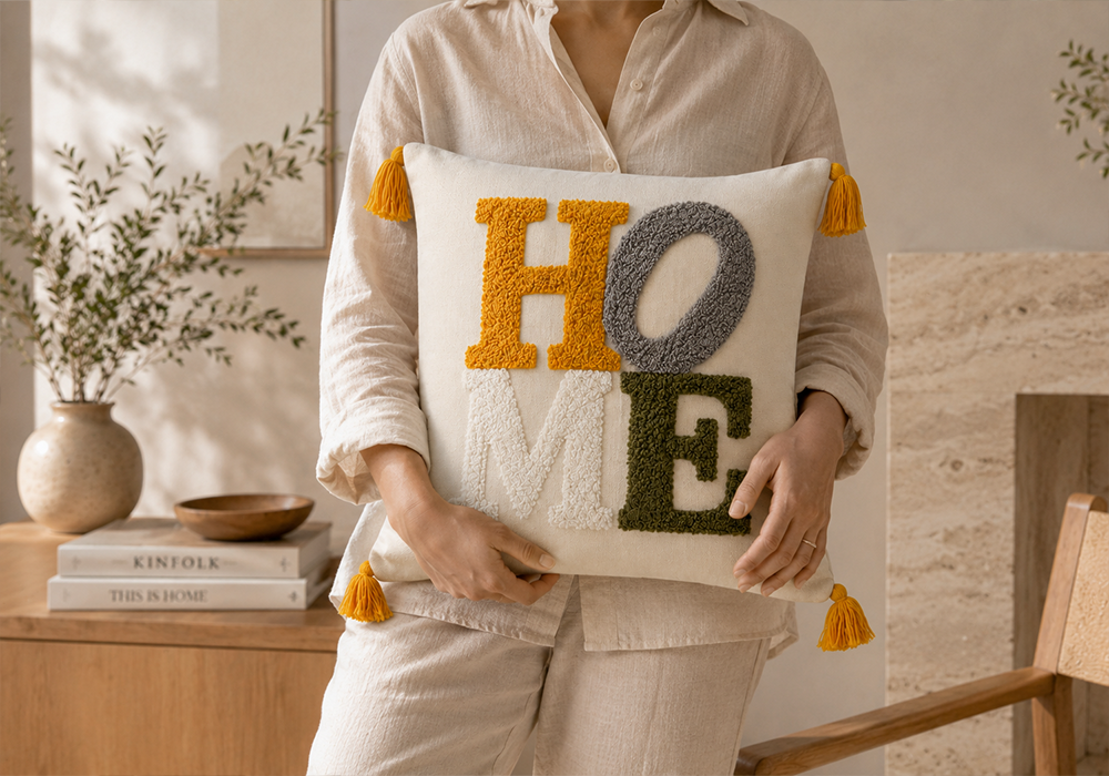 Home yazılı salon kırlenti modern ev dekorasyon aksesuarı