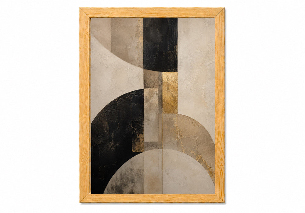 Arco geometrik soyut dekoratif tablo bej siyah