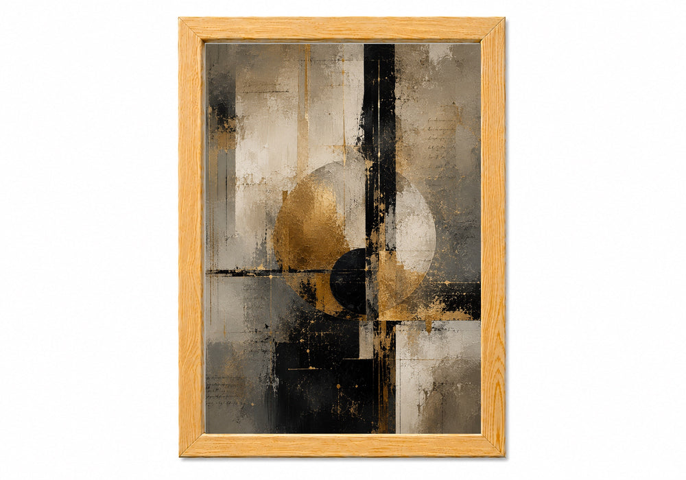 Aureon gold siyah geometrik soyut tablo