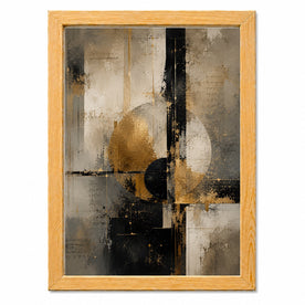 Aureon gold siyah geometrik soyut tablo