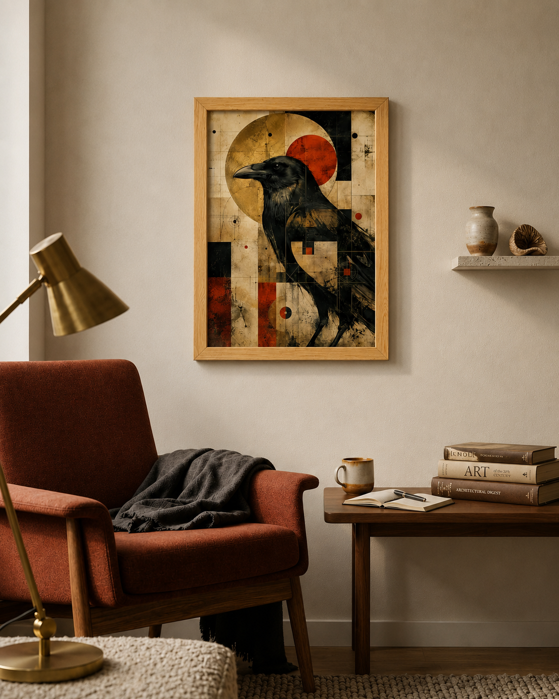 Corvus Siyah Kuzgun Figürlü Dekoratif Tablo