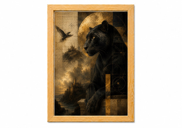 Noctis siyah panter gold dekoratif tablo