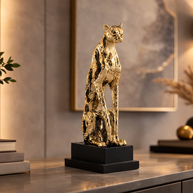 Jaguar büst dekoratif obje modern konsol üzerinde