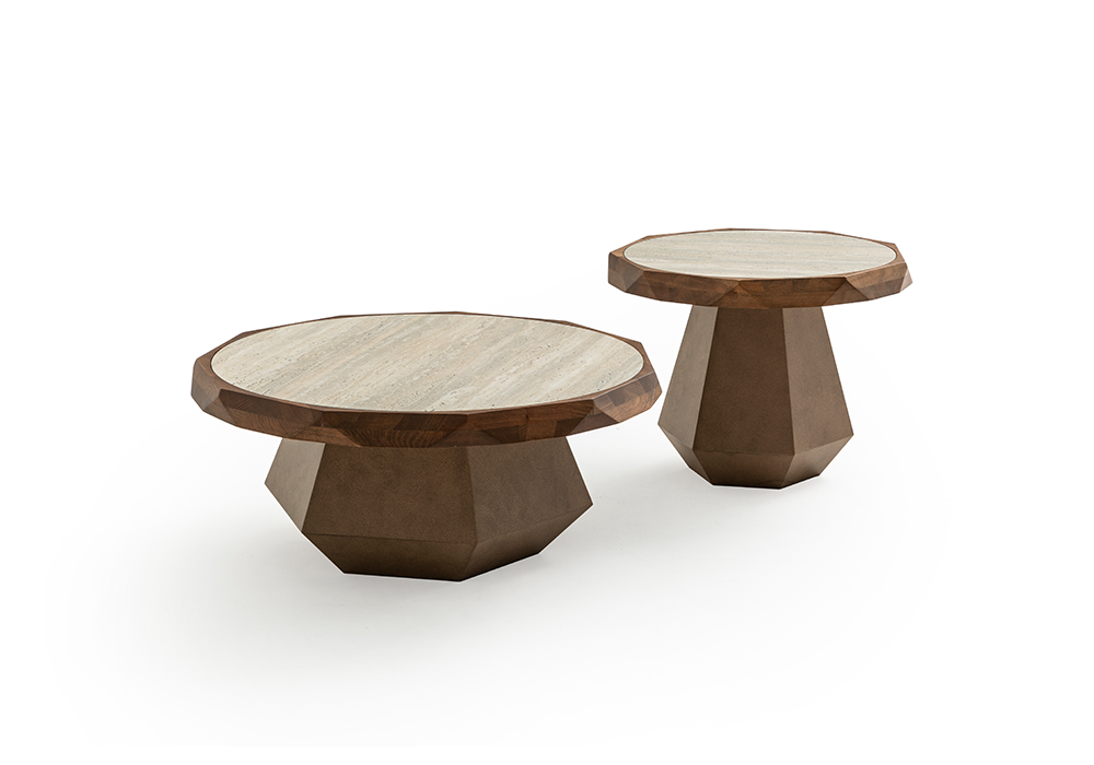 Karesi ikili traverten desenli orta sehpa modern tasarım Homevse