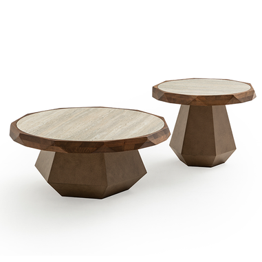 Karesi ikili traverten desenli orta sehpa modern tasarım Homevse