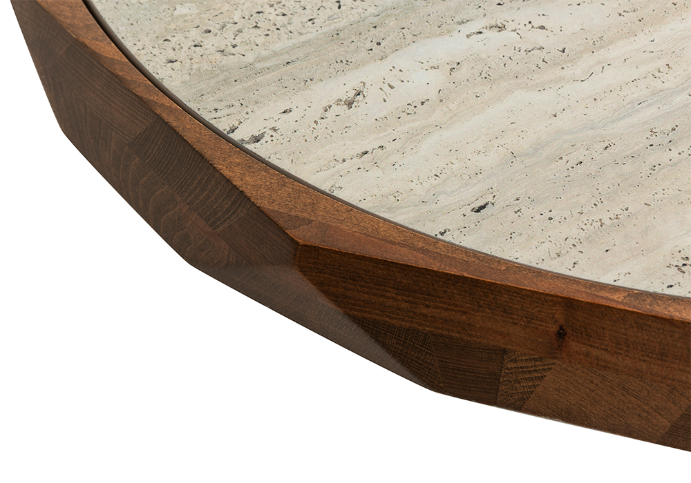 Karesi orta sehpa traverten desen ve ceviz renk üst yüzey Homevse