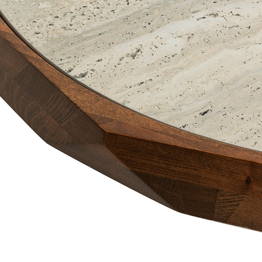 Karesi orta sehpa traverten desen ve ceviz renk üst yüzey Homevse