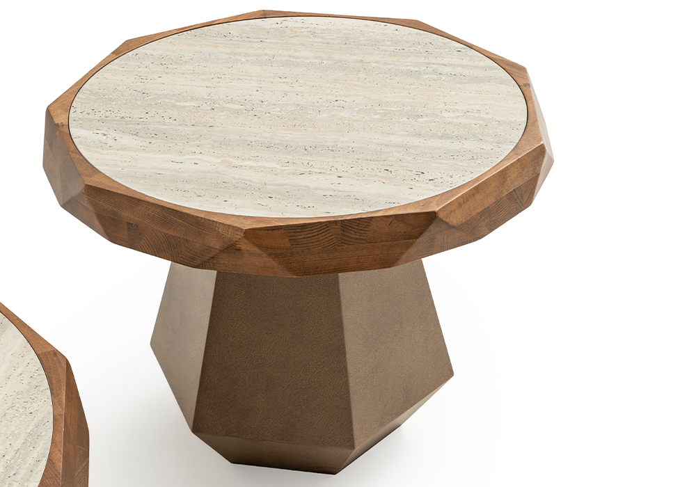 Karesi orta sehpa traverten desen ve ceviz renk üst yüzey Homevse