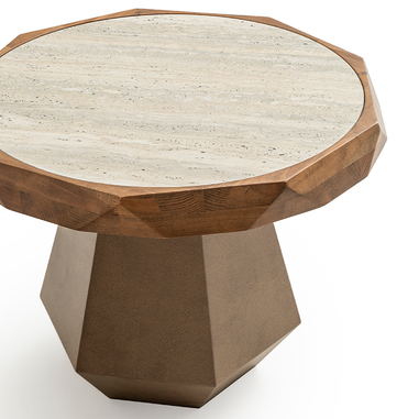 Karesi orta sehpa traverten desen ve ceviz renk üst yüzey Homevse