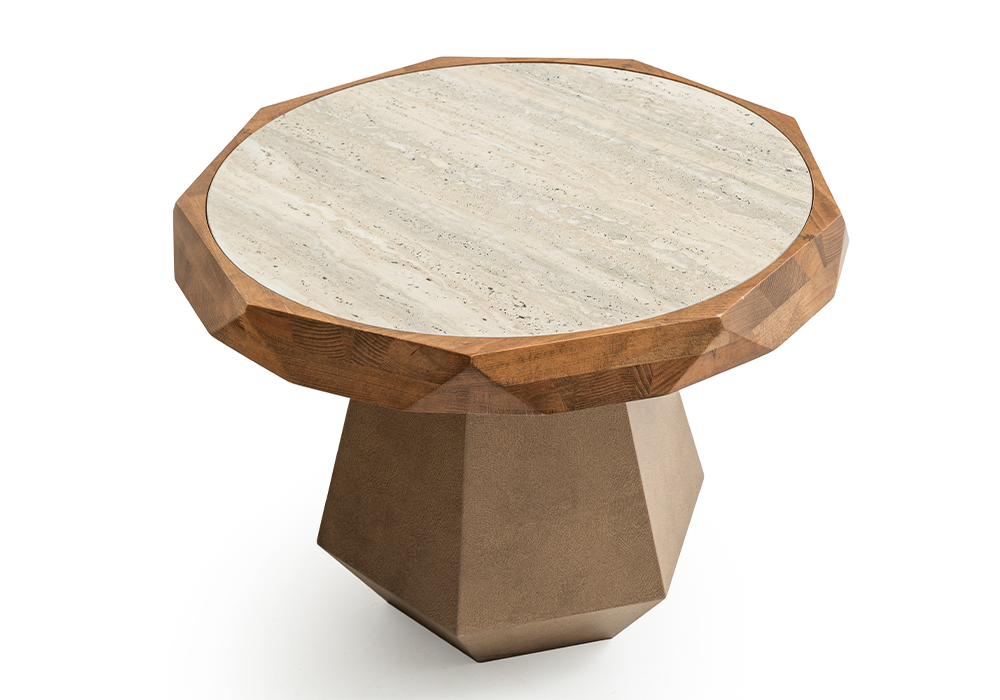 Karesi orta sehpa traverten desen ve ceviz renk üst yüzey Homevse