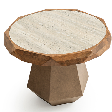 Karesi orta sehpa traverten desen ve ceviz renk üst yüzey Homevse