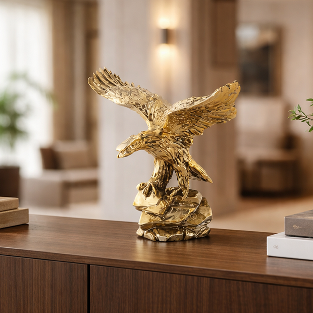 Kartal gold büst dekoratif obje modern konsol üzerinde